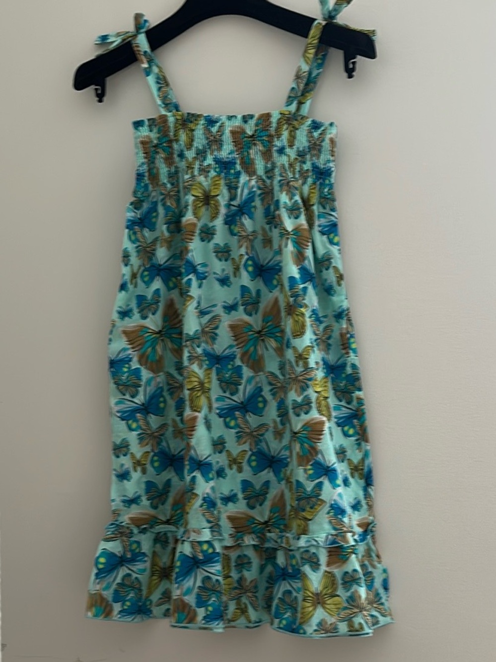 Vilebrequin Blue and Green Butterfly Tie-Shoulder Sundress